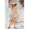 image:imageRVivimos Long Skirts for Women Summer Boho Smocked Strapless Dress Elastic High Waisted Layered Ruffle Hem Beach Midi SkirtKhaki