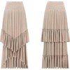 image:imageRVivimos Long Skirts for Women Summer Boho Smocked Strapless Dress Elastic High Waisted Layered Ruffle Hem Beach Midi SkirtKhaki