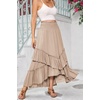 image:imageRVivimos Long Skirts for Women Summer Boho Smocked Strapless Dress Elastic High Waisted Layered Ruffle Hem Beach Midi SkirtKhaki
