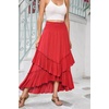 image:imageRVivimos Long Skirts for Women Summer Boho Smocked Strapless Dress Elastic High Waisted Layered Ruffle Hem Beach Midi SkirtRed