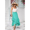 image:imageRVivimos Long Skirts for Women Summer Boho Smocked Strapless Dress Elastic High Waisted Layered Ruffle Hem Beach Midi SkirtTurquoise