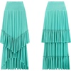 image:imageRVivimos Long Skirts for Women Summer Boho Smocked Strapless Dress Elastic High Waisted Layered Ruffle Hem Beach Midi SkirtTurquoise