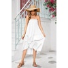 image:imageRVivimos Long Skirts for Women Summer Boho Smocked Strapless Dress Elastic High Waisted Layered Ruffle Hem Beach Midi SkirtWhite