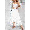 image:imageRVivimos Long Skirts for Women Summer Boho Smocked Strapless Dress Elastic High Waisted Layered Ruffle Hem Beach Midi SkirtWhite