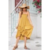 image:imageRVivimos Long Skirts for Women Summer Boho Smocked Strapless Dress Elastic High Waisted Layered Ruffle Hem Beach Midi SkirtYellow