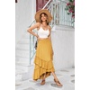 image:imageRVivimos Long Skirts for Women Summer Boho Smocked Strapless Dress Elastic High Waisted Layered Ruffle Hem Beach Midi SkirtYellow