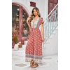 image:imageRVivimos One Piece Jumpsuits for Women Summer Boho Floral Print Short Sleeve V Neck Drawstring Waist Wide Leg Long RompersAurorared