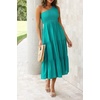 image:imageRVivimos One Shoulder Dresses for Women Summer Sleeveless Smocked Boho Casual Ruffle Tiered ALine Flowy Midi DressGreen