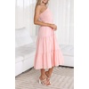 image:imageRVivimos One Shoulder Dresses for Women Summer Sleeveless Smocked Boho Casual Ruffle Tiered ALine Flowy Midi DressPink