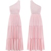 image:imageRVivimos One Shoulder Dresses for Women Summer Sleeveless Smocked Boho Casual Ruffle Tiered ALine Flowy Midi DressPink