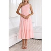 image:imageRVivimos One Shoulder Dresses for Women Summer Sleeveless Smocked Boho Casual Ruffle Tiered ALine Flowy Midi DressPink