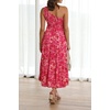 image:imageRVivimos One Shoulder Dresses for Women Summer Sleeveless Smocked Boho Casual Ruffle Tiered ALine Flowy Midi DressRedfloral