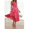 image:imageRVivimos One Shoulder Dresses for Women Summer Sleeveless Smocked Boho Casual Ruffle Tiered ALine Flowy Midi DressRedfloral