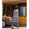 image:imageRVivimos One Shoulder Dresses for Women Summer Sleeveless Smocked Boho Casual Ruffle Tiered ALine Flowy Midi DressSmokeblackfloral