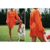 image:imageRVivimos Shirt Dresses for Women Balloon Long Sleeve Deep V Neck Casual Button Up Irregular Hem Mini Dress with BeltOrange