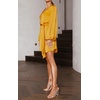 image:imageRVivimos Shirt Dresses for Women Balloon Long Sleeve Deep V Neck Casual Button Up Irregular Hem Mini Dress with BeltYellow