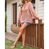image:imageRVivimos Summer Boho Tops for Women 2026 Long Sleeve V Neck Floral Print Casual Loose Tunic Blouses ShirtsApricot