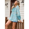 image:imageRVivimos Summer Boho Tops for Women 2026 Long Sleeve V Neck Floral Print Casual Loose Tunic Blouses ShirtsBlue Turquoise