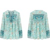 image:imageRVivimos Summer Boho Tops for Women 2026 Long Sleeve V Neck Floral Print Casual Loose Tunic Blouses ShirtsBlue Turquoise