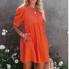 image:imageRVivimos Summer Dress for Women Cotton Puff Sleeves Boho Casual Loose Babydoll Mini Dress with PocketsOrange