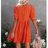 image:imageRVivimos Summer Dress for Women Cotton Puff Sleeves Boho Casual Loose Babydoll Mini Dress with PocketsOrange