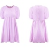 image:imageRVivimos Summer Dress for Women Cotton Puff Sleeves Boho Casual Loose Babydoll Mini Dress with PocketsPurple