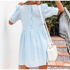 image:imageRVivimos Summer Dress for Women Cotton Puff Sleeves Boho Casual Loose Babydoll Mini Dress with PocketsSkyblue