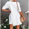 image:imageRVivimos Summer Dress for Women Cotton Puff Sleeves Boho Casual Loose Babydoll Mini Dress with PocketsWhite