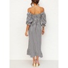 image:imageRVivimos Summer Dress for Women Long Sleeve Casual Plaid Print Smocked Off Shoulder ALine Midi DressBlackplaid2