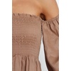 image:imageRVivimos Summer Dress for Women Long Sleeve Casual Plaid Print Smocked Off Shoulder ALine Midi DressBrown