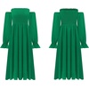 image:imageRVivimos Summer Dress for Women Long Sleeve Casual Plaid Print Smocked Off Shoulder ALine Midi DressDarkgreen