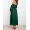 image:imageRVivimos Summer Dress for Women Long Sleeve Casual Plaid Print Smocked Off Shoulder ALine Midi DressEmeraldgreen