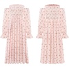 image:imageRVivimos Summer Dress for Women Long Sleeve Casual Plaid Print Smocked Off Shoulder ALine Midi DressPinkfloral