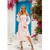 image:imageRVivimos Summer Dress for Women Long Sleeve Casual Plaid Print Smocked Off Shoulder ALine Midi DressPinkfloral