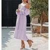 image:imageRVivimos Summer Dress for Women Long Sleeve Casual Plaid Print Smocked Off Shoulder ALine Midi DressPurple