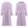 image:imageRVivimos Summer Dress for Women Long Sleeve Casual Plaid Print Smocked Off Shoulder ALine Midi DressPurple