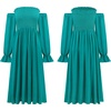 image:imageRVivimos Summer Dress for Women Long Sleeve Casual Plaid Print Smocked Off Shoulder ALine Midi DressTeal