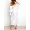 image:imageRVivimos Summer Dress for Women Long Sleeve Casual Plaid Print Smocked Off Shoulder ALine Midi DressWhite