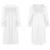 image:imageRVivimos Summer Dress for Women Long Sleeve Casual Plaid Print Smocked Off Shoulder ALine Midi DressWhite