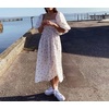 image:imageRVivimos Summer Dress for Women Long Sleeve Casual Plaid Print Smocked Off Shoulder ALine Midi DressWhitefloral
