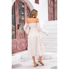 image:imageRVivimos Summer Dress for Women Long Sleeve Casual Plaid Print Smocked Off Shoulder ALine Midi DressWhiteredfloral