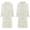 image:imageRVivimos Summer Dress for Women Long Sleeve Casual Plaid Print Smocked Off Shoulder ALine Midi DressWhiteyellowfloral