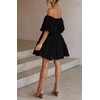 image:imageRVivimos Summer Dress for Women Short Puff Sleeve Boho Off the Shoulder Casual Smocked Swing Mini DressBlack