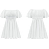 image:imageRVivimos Summer Dress for Women Short Puff Sleeve Boho Off the Shoulder Casual Smocked Swing Mini DressWhite