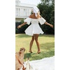image:imageRVivimos Summer Dress for Women Short Puff Sleeve Boho Off the Shoulder Casual Smocked Swing Mini DressWhite