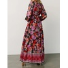 image:imageRVivimos Womens Boho Floral Print Maxi Dress V Neck Long Sleeve Elastic Waist Casual Flowy Slit Long SundressBlack