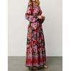 image:imageRVivimos Womens Boho Floral Print Maxi Dress V Neck Long Sleeve Elastic Waist Casual Flowy Slit Long SundressBlack