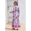 image:imageRVivimos Womens Boho Floral Print Maxi Dress V Neck Long Sleeve Elastic Waist Casual Flowy Slit Long SundressBlue Purple