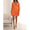 image:imageRVivimos Womens Casual Mini Dress Balloon Long Sleeve Deep V Neck Open Back ALine Swing Short DressOrange