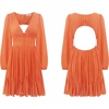 image:imageRVivimos Womens Casual Mini Dress Balloon Long Sleeve Deep V Neck Open Back ALine Swing Short DressOrange